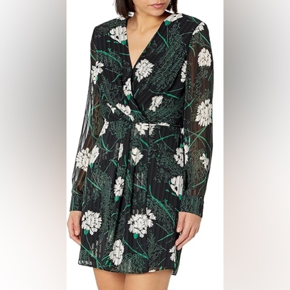 BCBGMaxAzria Black and Green Floral Dress size small